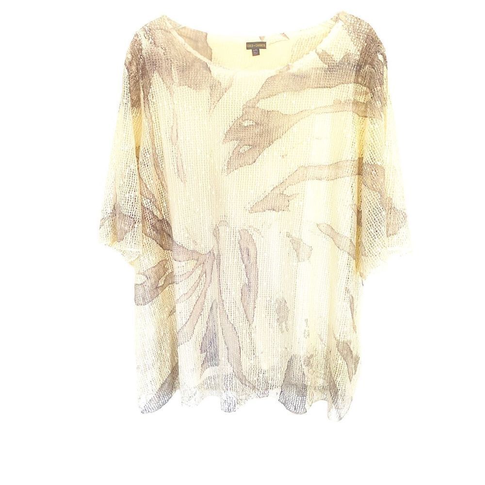 CoCo + Carmen Short Sleeve Mesh Overlay Top Sz Xl